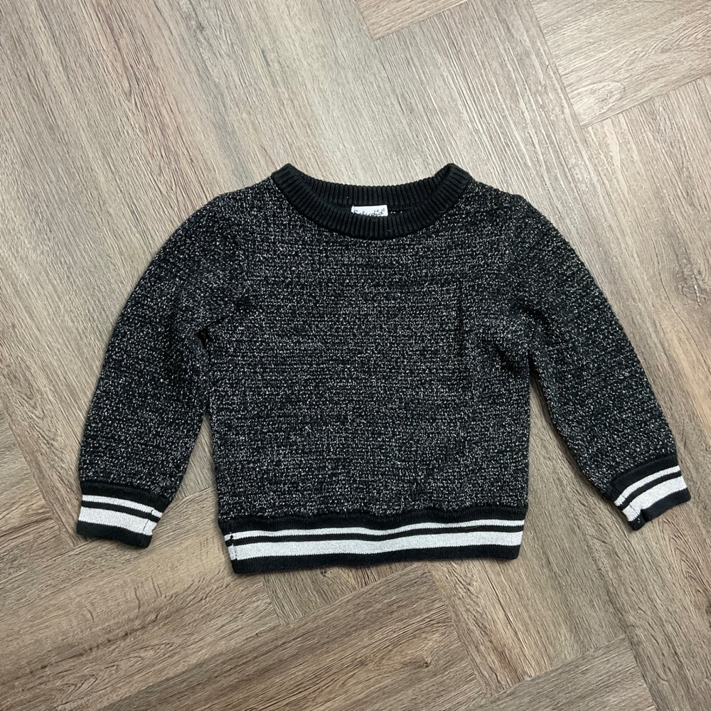 Splendid Sweater Kids Girls 4-5 Black Silver Metallic Marled Pullover Holiday